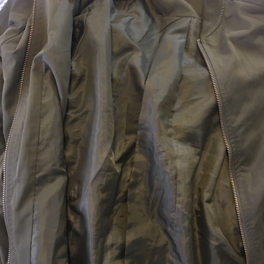 Olive Longline Bomber Jacket - Picture 5 of 5